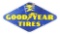 Goodyear Tires Porcelain Sign W/ Flag Graphic & Self Framed Edge.
