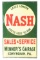 Nash Sales & Service Tin Sign W/ Original Wood Backing.