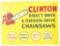 Clinton Chain Saws Tin Flange Sign W/ Chainsaw Graphic.