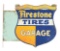 Rare Firestone Tires Auto Supplies & Garage Die Cut Tin Flange.
