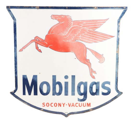 Mobilgas Porcelain Shield Sign W/ Pegasus Graphic.