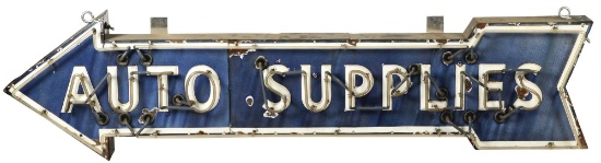 Large Auto Supplies Embossed Porcelain Die Cut Neon Sign On Metal Can.