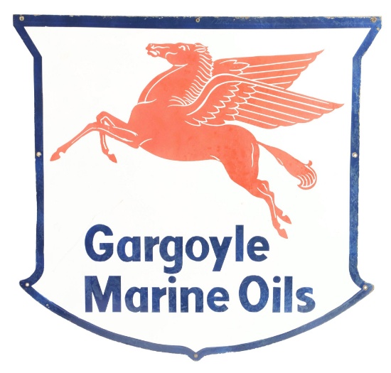 Rare Gargoyle Marine Oils Porcelain Sign W/ Pegasus Graphic.