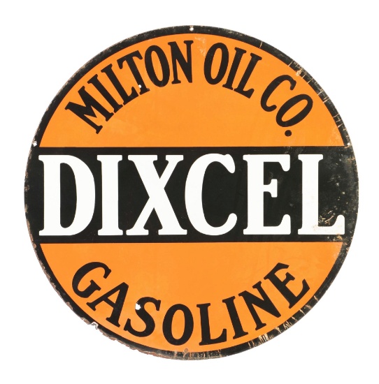 Milton Oil Company Dixcel Gasoline Porcelain Sign.