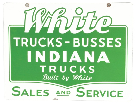 Outstanding White Trucks & Buses Sale & Service Porcelain Sign.