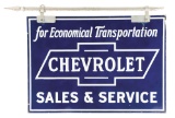 Chevrolet Sales & Service Porcelain Sign W/ Bow Tie Graphic.