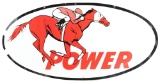 Gibble Power Gasoline Porcelain Neon Skin Sign W/ Horse & Jockey Graphic.