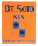 De Soto Six Motor Cars Porcelain Dealership Sign.