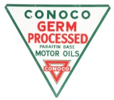 Conoco Germ Processed Motor Oils Porcelain Curb Sign.