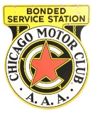 Chicago Motor Club Bonded Service Station Porcelain Sign.