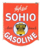 Sohio Hi Test Ethyl Gasoline Porcelain Curb Sign.