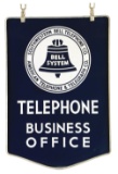 Southwestern Bell Telephone Business Office Porcelain Sign W/ Original Ring.