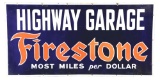 Firestone Tires Porcelain Sign For The Highway Garage.