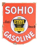 Sohio Anti Knock Ethyl Gasoline Porcelain Curb Sign.