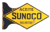 Sunoco Motor Oils Porcelain Flange Sign.