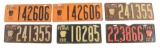 Lot of Six: Pennsylvania Stamped Metal License Plate Lot.