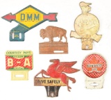 Lot Of Six: Embossed Tin License Plate Toppers.