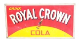 Royal Crown Cola Embossed Tin Sign W/ Wood Backing & Bottle Graphic.