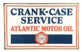 Atlantic Motor Oil Crank Case Service Tin Sign W/ Original Wood Frame.