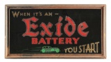 Exide Batteries Reverse Paint On Glass Light Up Store Display W/ Car Graphics.
