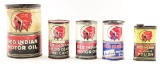 Lot Of 5: Red Indian Motor Oil, Lubricant & Polish Cans.