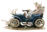 Lladro Figurine of Automobile with Two Figures and Geese.