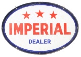 Imperial Gasoline Porcelain Dealer Sign W/ Original Metal Hanging Ring.