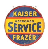 Kaiser Frazer Approved Service Porcelain Sign W/ Original Ring.