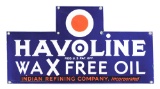 Havoline Wax Free Motor Oil Porcelain Oil Rack Sign.