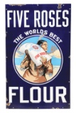 Five Roses Flour Porcelain Sign W/ Indian Graphic.