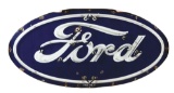 Ford Motor Cars Complete Porcelain Neon Sign On Metal Can.