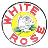 White Rose Gasoline Porcelain Sign W/ Rose Graphic.