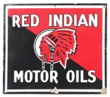 Red Indian Motor Oils Porcelain Oil Rack Sign W/ Indian Graphic.