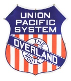 Union Pacific Railway Overland Route Porcelain Shield Sign.