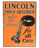 Lincoln Shock Absorber Embossed Tin Sign.