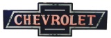 Large Chevrolet Die Cut Bow Tie Tin Neon Sign On Metal Can.