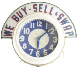 Cleveland Neon Clock W/ We Buy Sell & Swap Marquee.