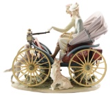 Lladro Spanish Early Auto Figurine with Two Figures and Two Dogs.