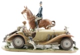 Lladro Mercedes Automobile with Woman Driver and Horse Figure.
