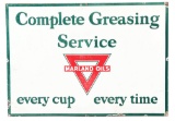 Rare Marland Oils Complete Greasing Service Porcelain Sign.