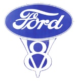 Rare Ford V8 Two Piece Porcelain Dealership Sign.