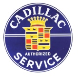 Cadillac Authorized Service Porcelain Sign W/ Crest Logo.