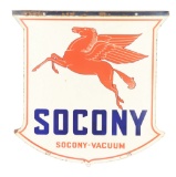 Socony Gasoline Porcelain Shield Sign W/ Pegasus Graphic.