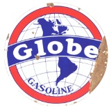 Globe Gasoline Porcelain Curb Sign.
