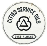 Cities Service Oils Porcelain Sign W/ Cloverleaf Graphic.