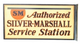 Authorized Silver Marshall Service Station Tin Flange Sign.