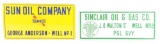 Lot Of Two: Sinclair & Sunoco Motor Oil Well Lease Signs.