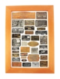 Framed Metal & Brass Automotive Tin Manufactures' Tags.