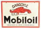 Mobiloil Gargoyle Embossed Tin Signs Mounted Back To Back.