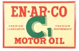 Enarco Motor Oil Embossed Tin Sign W/ Self Framed Edge.